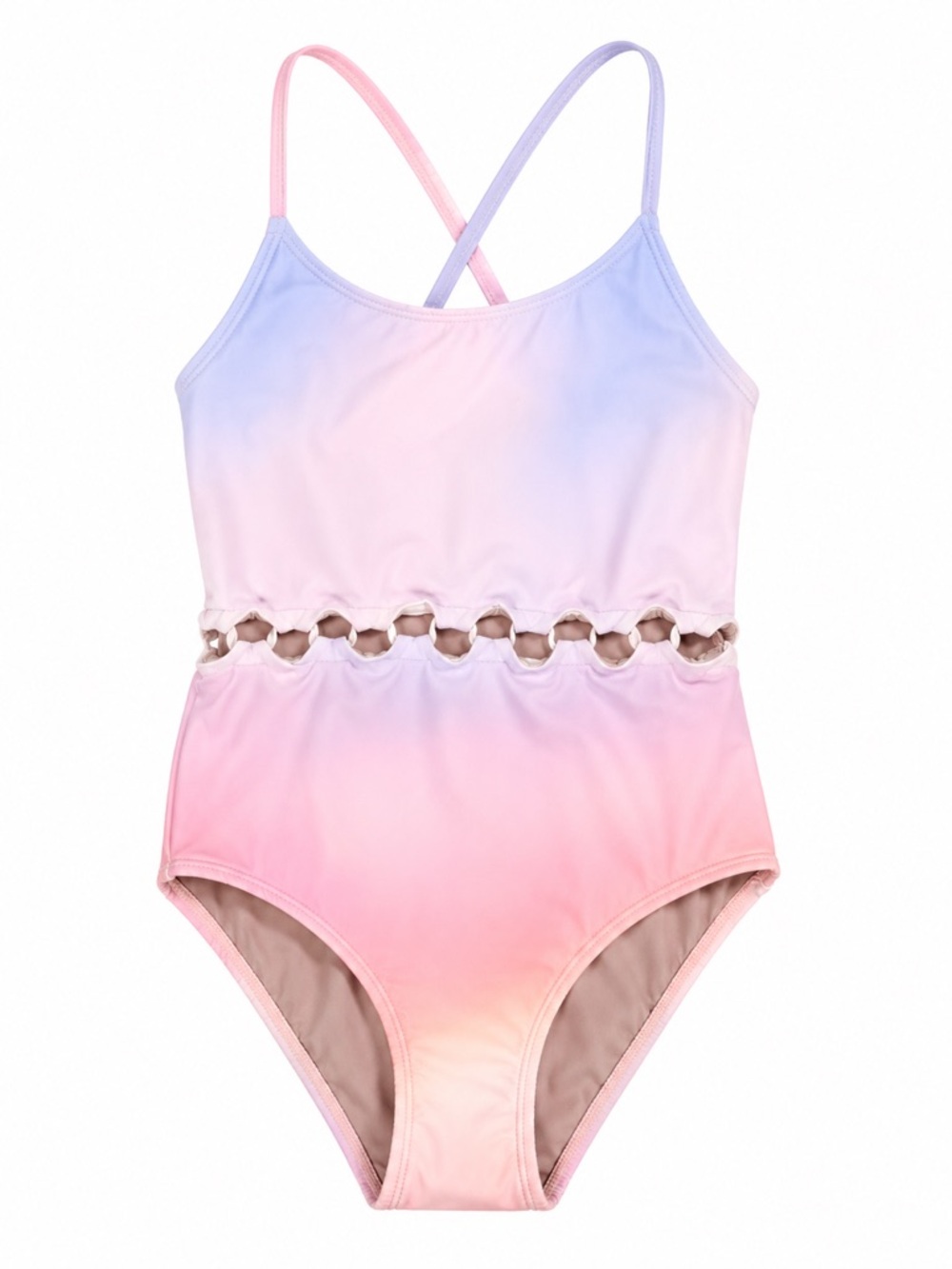 PQ Swim Ombre Pink Purple One-Piece Swimsuit with Cutout Waist | Size 10